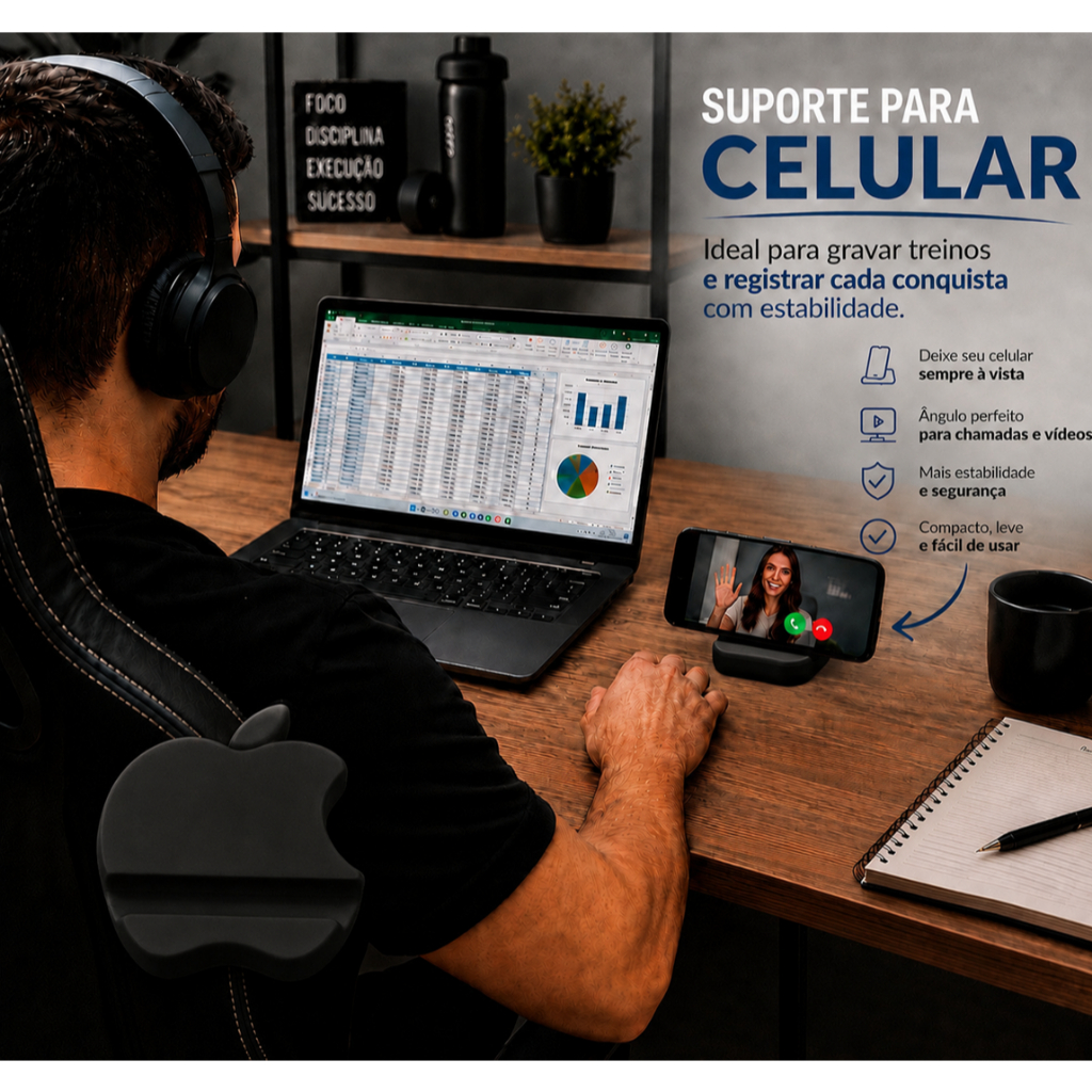 Suporte Celular Mesa Portátil Compacto Para Assistir Vídeos, Gravar, Fotos, Lives Home Office Cor Preto