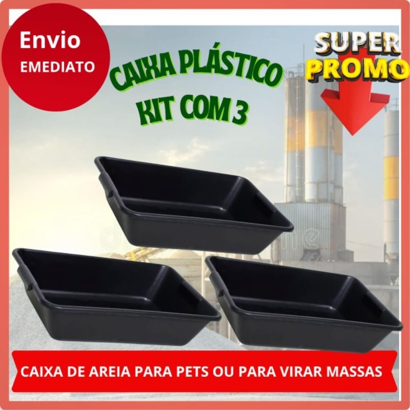 3 masseira 22 litros pra construção multiuso caixa de massa ou Caixe de pets e caixa de tinta