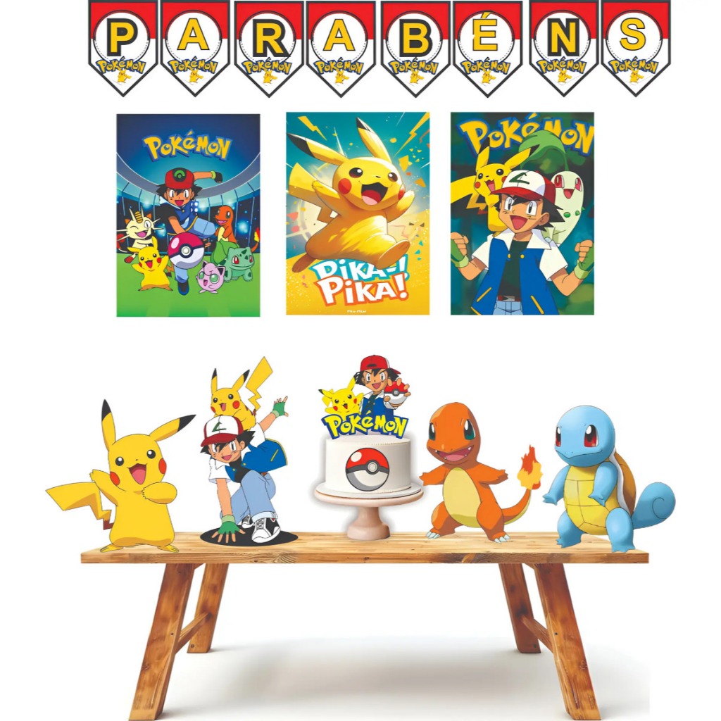 Kit festa em casa personalizado fazemos todos os temas Pokemon