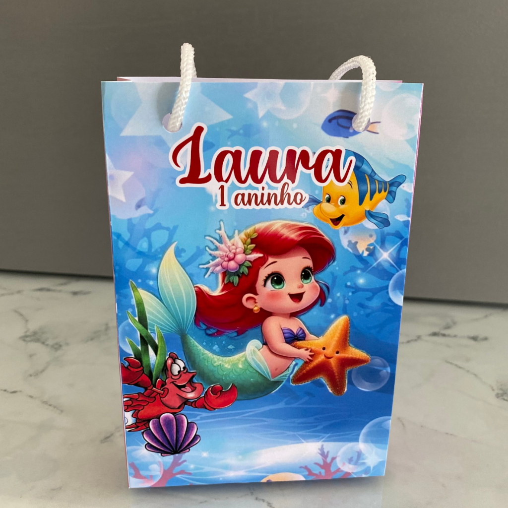Kit Sacolinha 10|15|20 Personalizada Sereia Baby Festa 10x15cm | Lembrancinha, Embalagem, Kit Presente com Alça