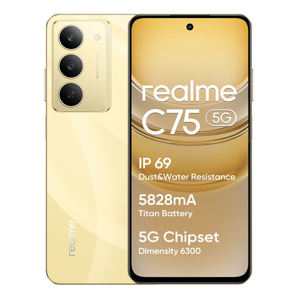 Celular realme C75 5G 8+256GB SmartphoneVersão Global Bateria 5828mAh Câmera 50MP NFC Tela 6,67 Dourado
