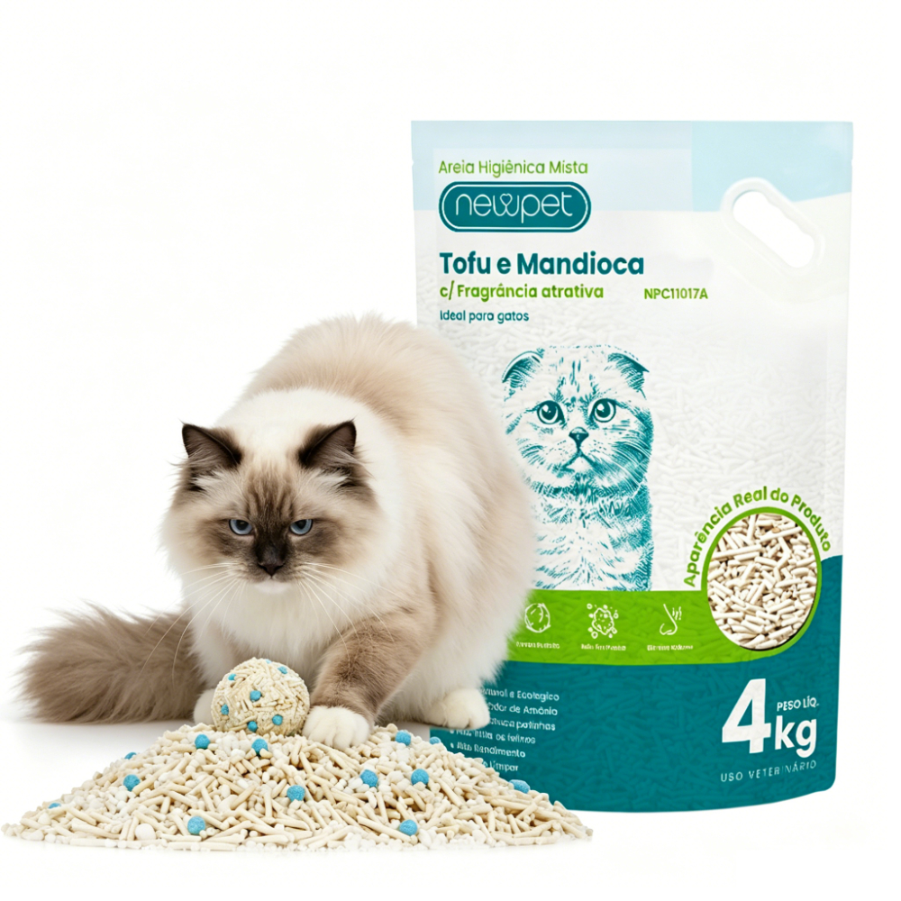 Imagem de Newpet Areia Para Gato Tofu Cassava 4 kg Vegetal Higiênica Antiodor Areia Gato Premium Sanitária