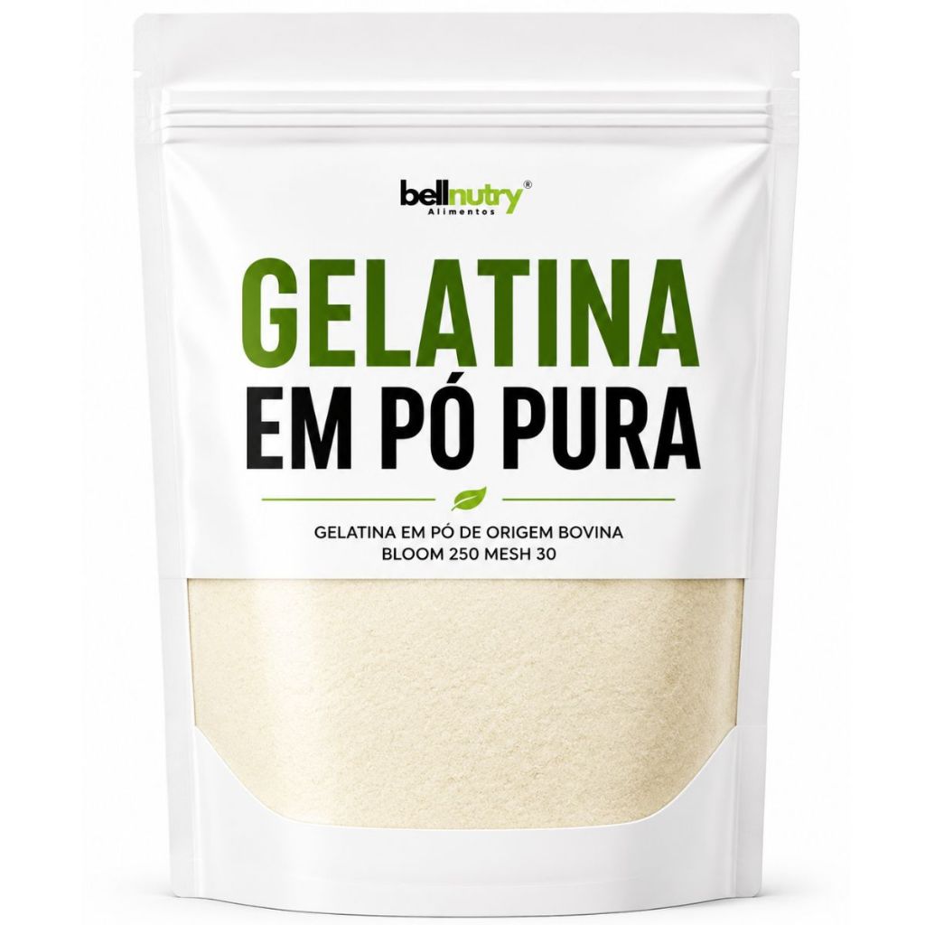 Gelatina Sem Sabor Pura E Incolor 1kg Rica em Proteina - Bellnutry Alimentos