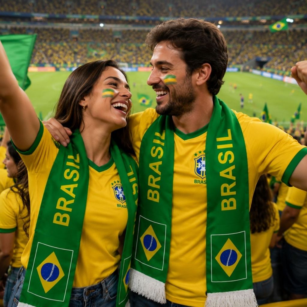 Cachecol Cetim Faixa Bandeira do Brasil  Copa Do Mundo Hexa 2026 Torcedor Kit Dois Torcida Campeão
