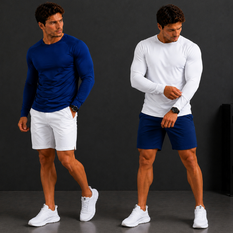 Kit 2 Camisa Masculina Fitness Manga Longa Dry Fit Elastano Academia Premium