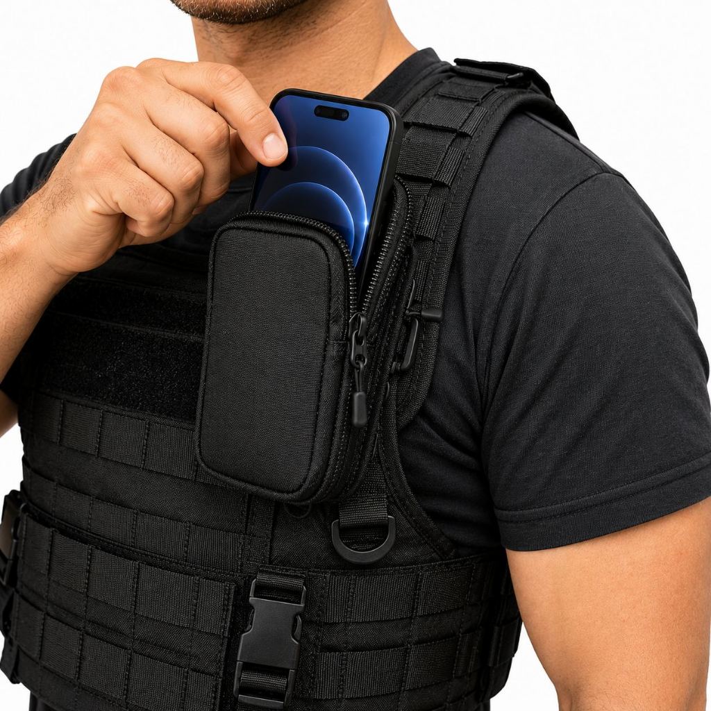 Case Bolsa Porta Celular Para Alça De Colete e mochila tático  Airsoft  Paintball  Motociclismo Trilhas  Camping
