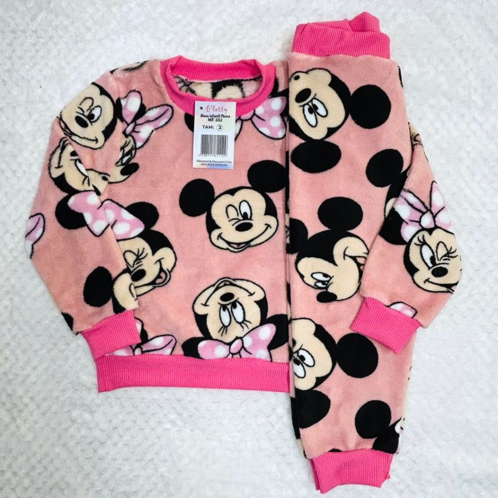 Conjunto Pijama Infantil Premium Fleece Pelúcia Ted Quentinho Menina para o inverno