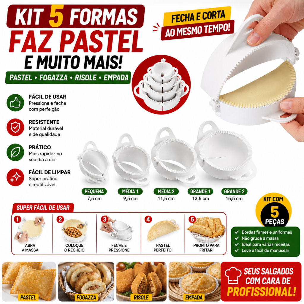 Kit 5 Formas Fecha Pastel KEITA Molde Para Pastel Risole Fogazza Empada Salgados Massas