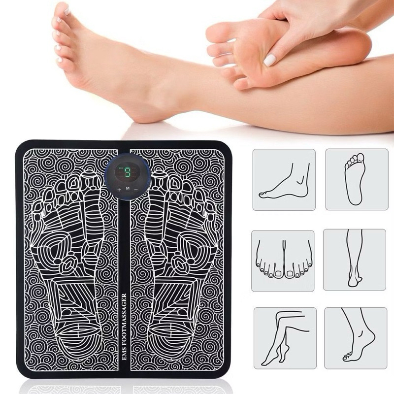Tapete Massageador Elétrico Para Pés EMS 8 Modos 19 Níveis Com Temporizador