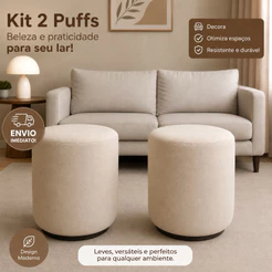 Kit Puffs Decorativos Redondo 2 Unidades Multiuso – Diversas Cores – Sala e Quarto