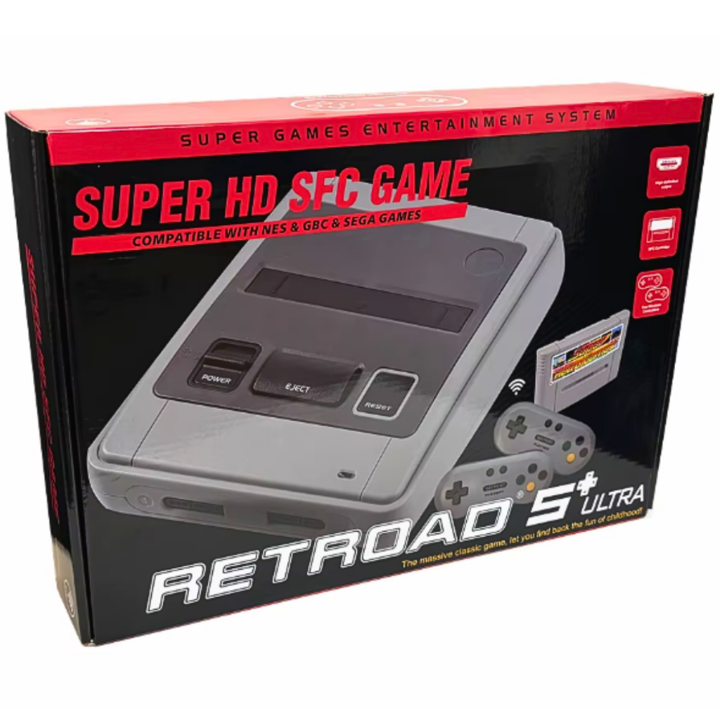 Retroad 5+ Ultra Super Nintendo SNES Console- Conexão HDMI, Imagem HD, roda cartuchos SNES
