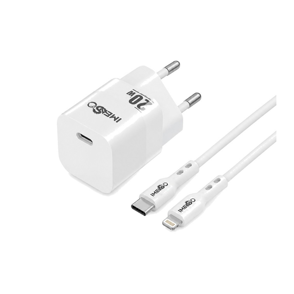 Kit Carregador Turbo 20W para iPhone Fonte USB-C + Cabo Lightning 1m Carga Rápida PD Bivolt Imenso IMS-253BL