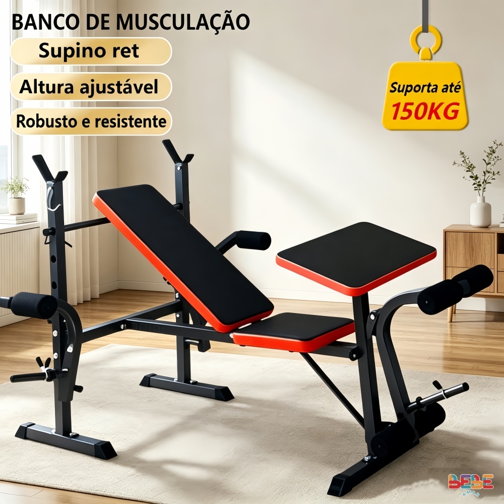 Estação De Musculação Banco Supino Completa Academia Equipamentos Ginástica Multifuncional
