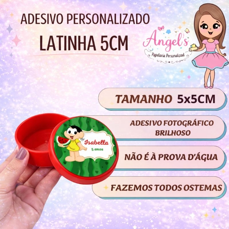 Rótulo Adesivo Personalizado Latinha 5x5cm | Lembrancinha de Aniversário Festa Infantil | Todos os Temas
