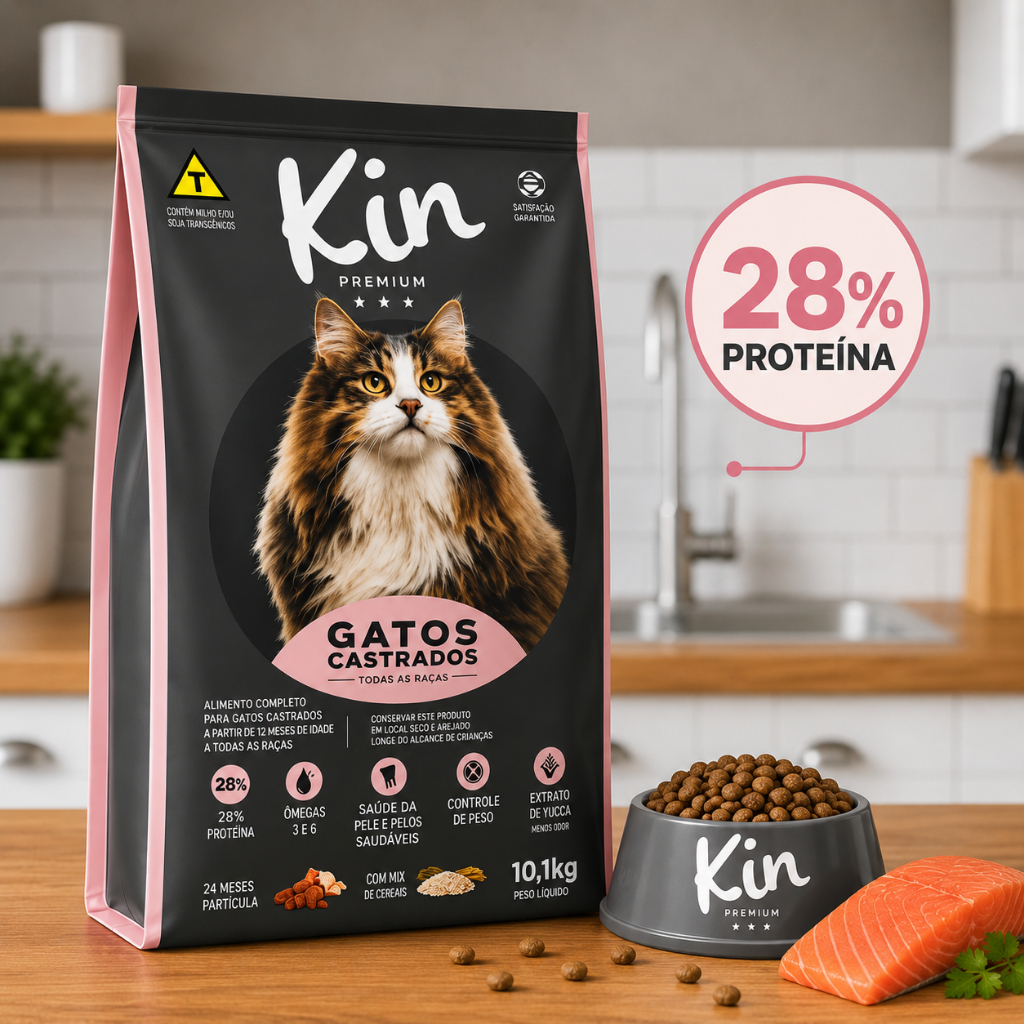 Ração Kin Premium para Gatos Castrados 10,1kg