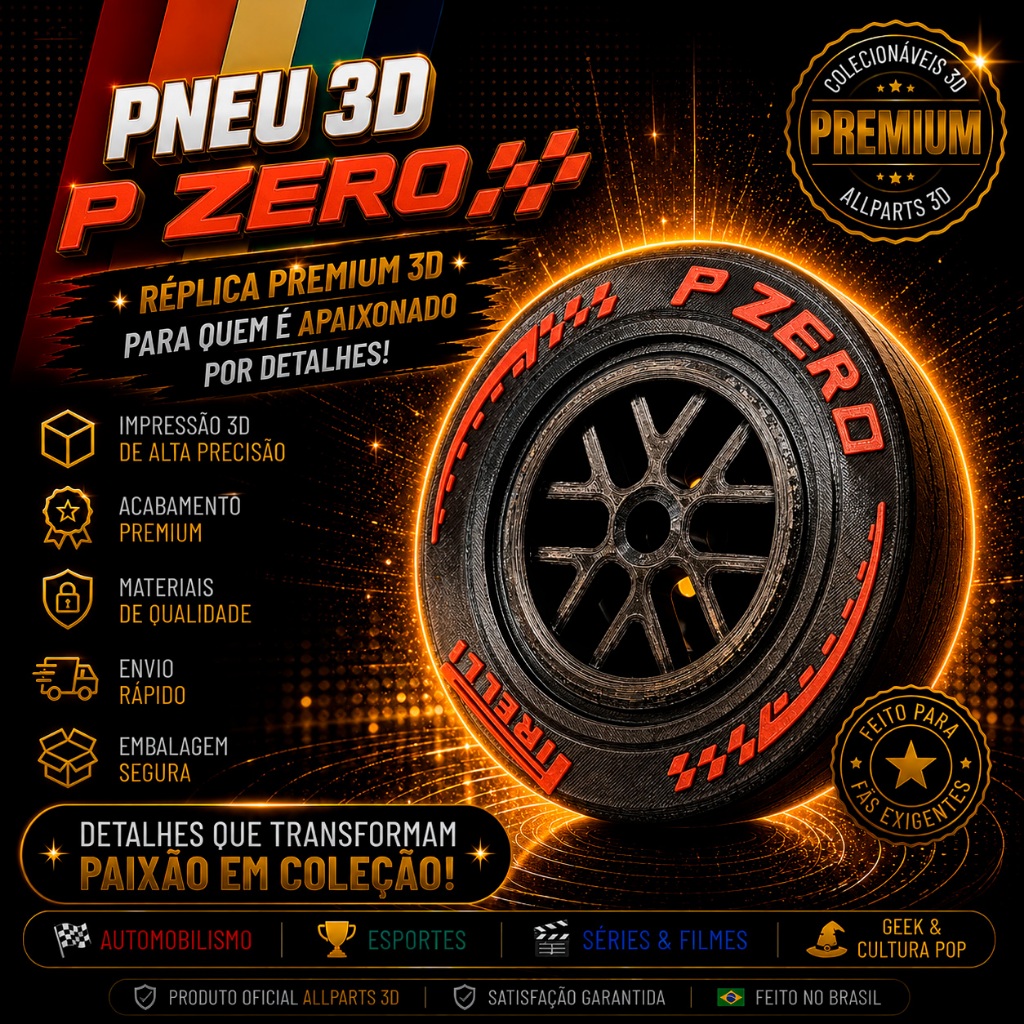 Pneu F1 Pirelli P Zero GIGANTE 15cm Miniatura Decorativa 3D