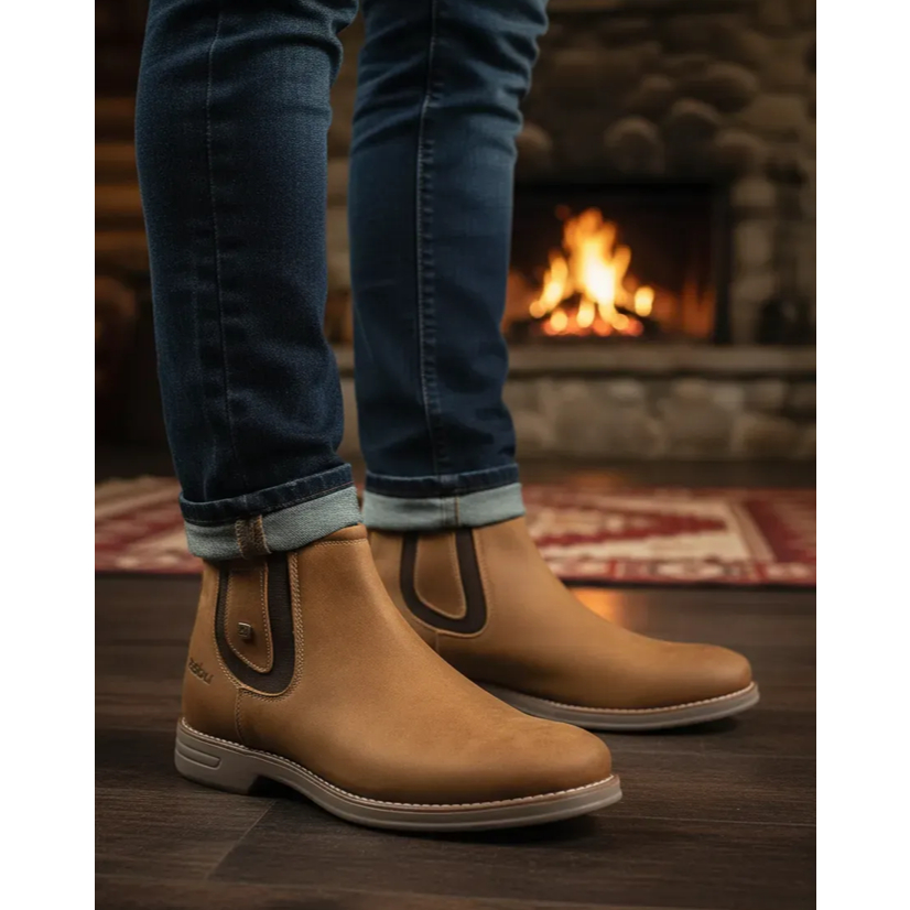 Botina Zebu Mustang Sela Bota Masculina Couro Bovino Estilo Agro Country