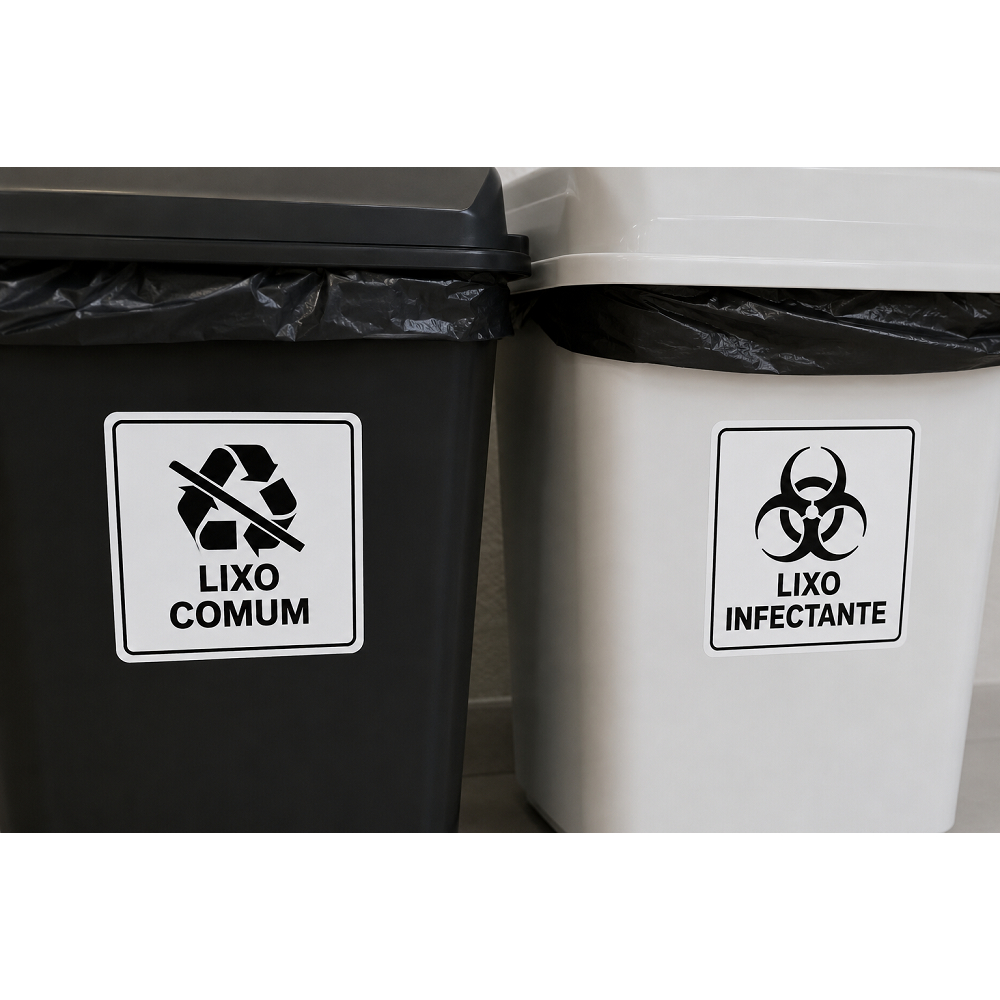 10 Adesivos Lixo Comum e Infectante Etiquetas Autocolante 10x10cm