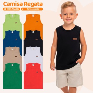 Kit 5 ou 2 Regatas Infantil Menino Básica Lisa Camiseta Sem Manga Masculino Criança Verão…