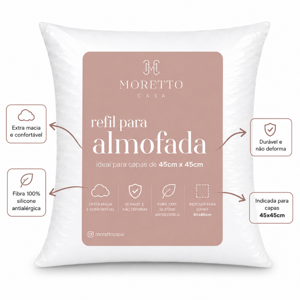 Kit Enchimento Refil Almofada 50x50 Fibra Siliconada Cheia Macia Decorativa