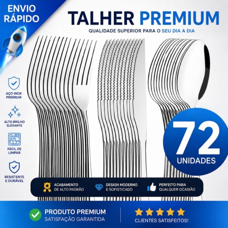 Jogo de Talheres 72/36/18 peças Aço Inox Facas Garfos de Mesa Colheres