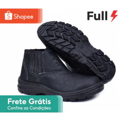 Botina Bota de Segurança Em Couro Epi Para Trabalho Obra Com C.A Macia Leve Original Biqueira PVC