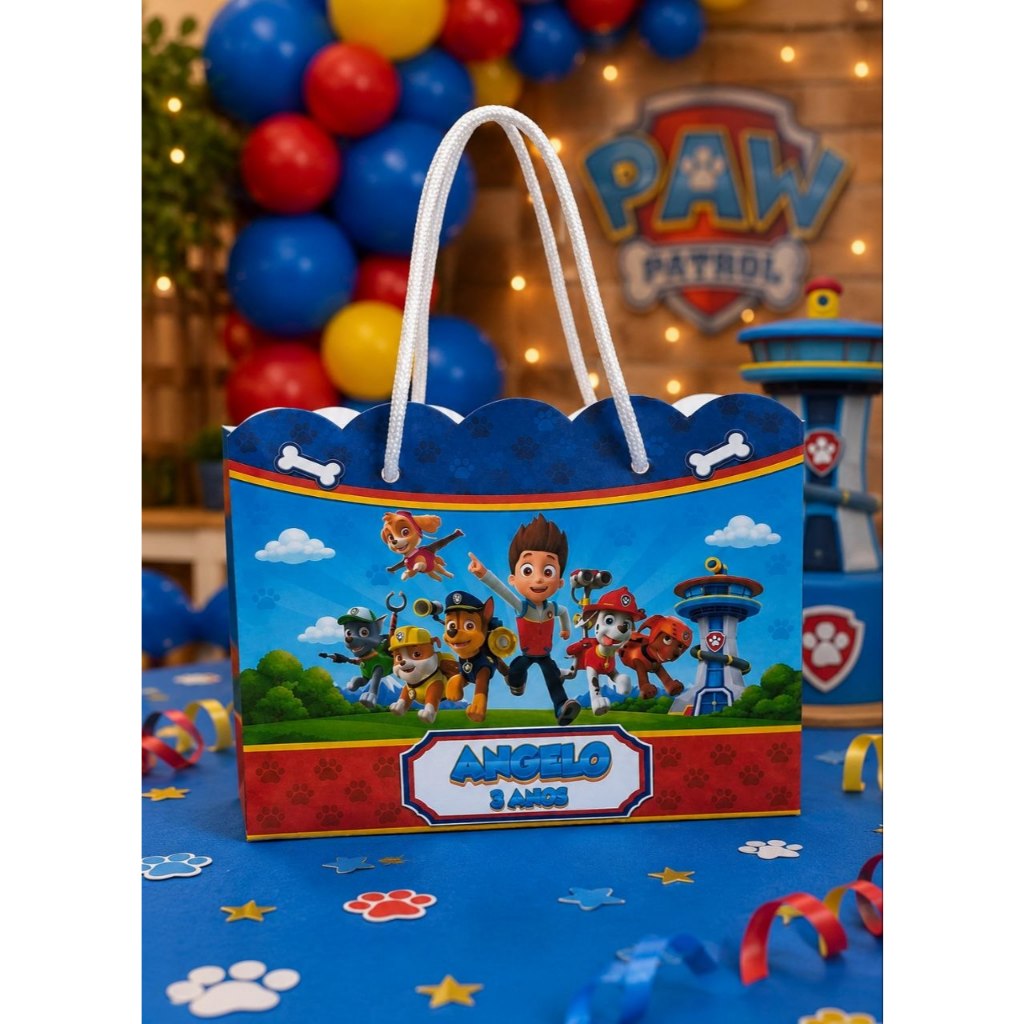 Sacolinhas Personalizadas PATRULHA CANINA (PEGUE E MONTE )Lembrancinhas Festa Infantil  Sacolinha Supresas