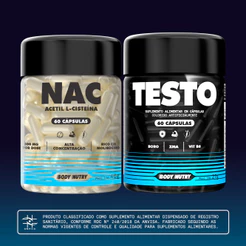 Kit NAC N-AcetilCisteína 60 Cápsulas + Testo 60 Cápsulas | Respiração Imunidade e Força - Body Nutry