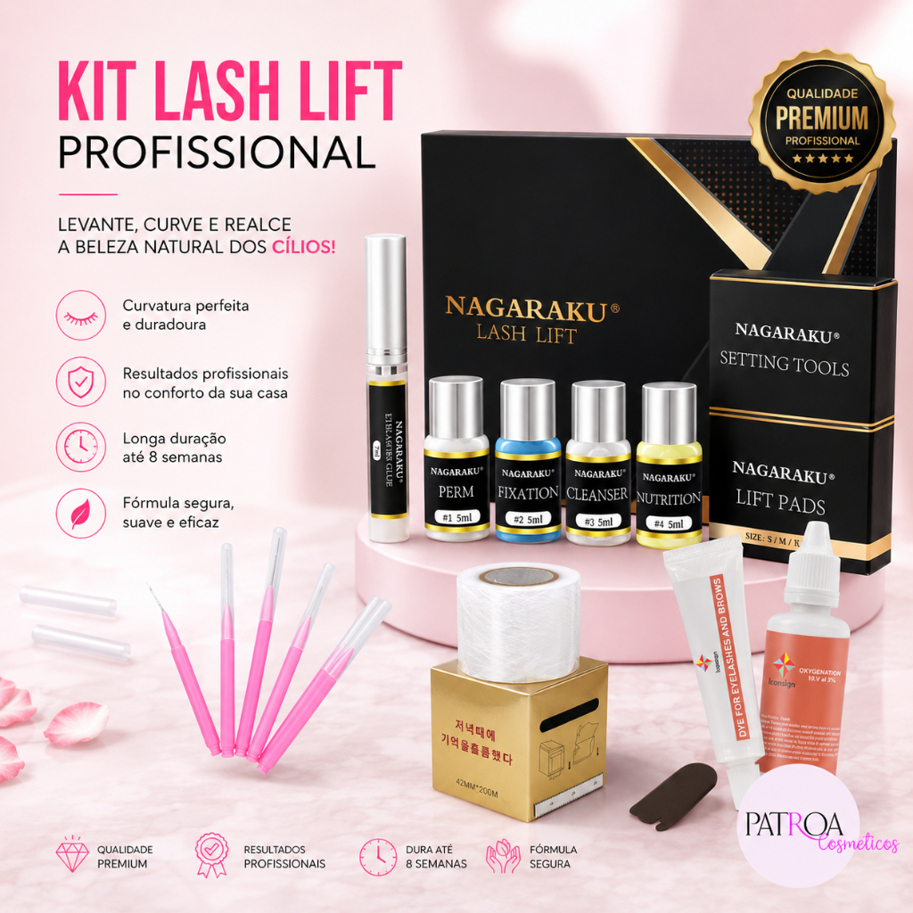 Lash Lift Nagaraku +  Brow Lamination + Tintura  Iconsign Com Oxidante + Plástico Filme