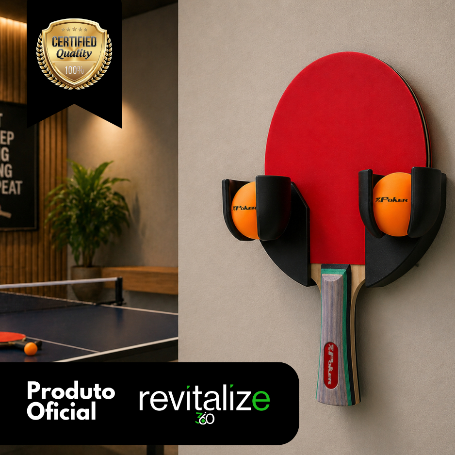 Suporte Para Raquetes E Bolinha Ping Pong Tênis De Mesa Parede Duplo