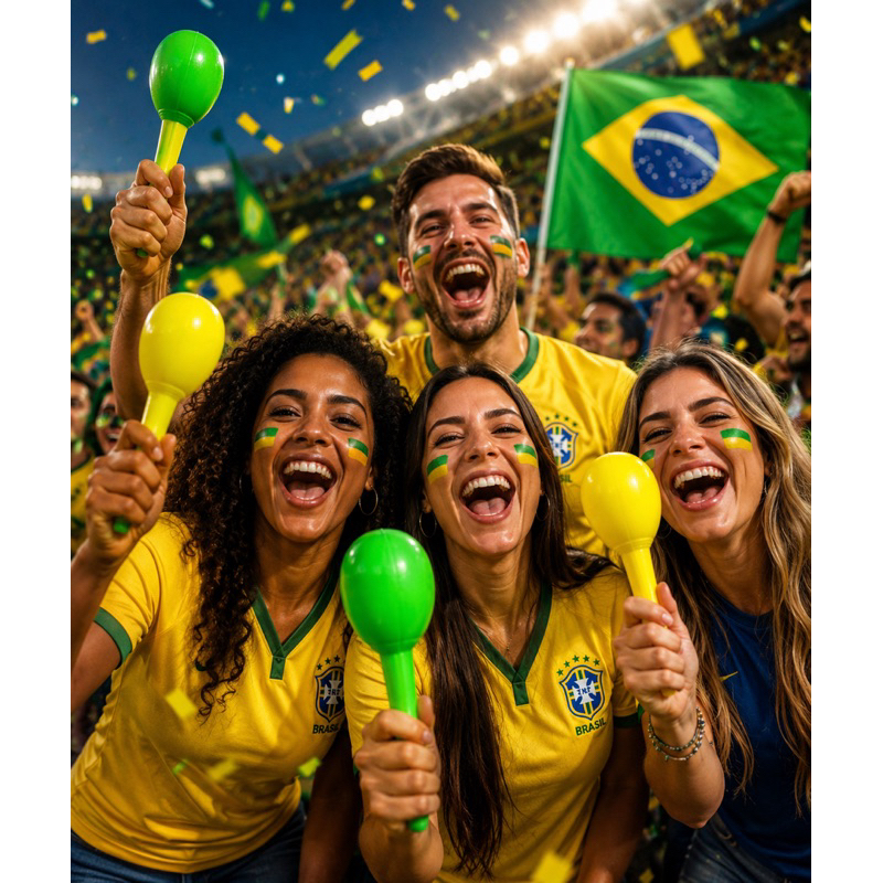 KIT 10 Maracas Chocalho Torcedor do Brasil hexa Copa do Mundo