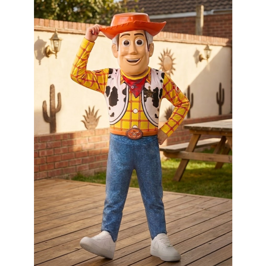 Fantasia Infantil Woody Longo Com Mascara De Plástico e Com Enchimento
