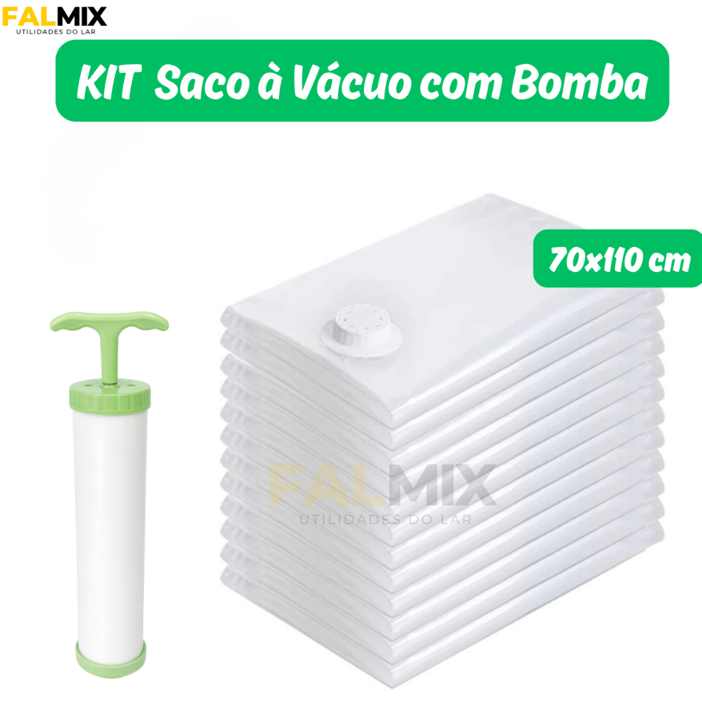 Kit 5/10 Saco A Vácuo Grande Organizador Edredom Coberto Mala Roupa De Cama com Bomba manual 110x70