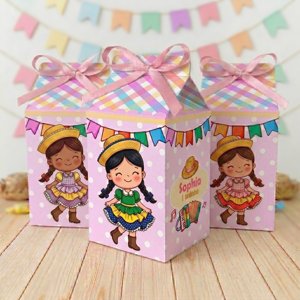 Kit Pegue Monte Personalizados Festa Junina Caipirinha 20 a 60 Caixinhas Lembrancinhas Aniversário