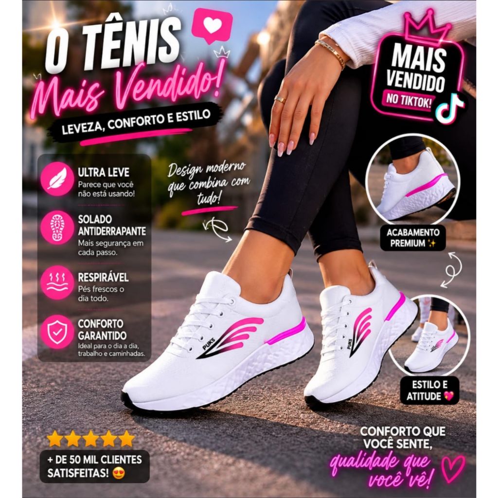 Tênis Feminino Academia Fitness Leve Casual Confortável Corrida Caminhada Antiderrapante Respirável