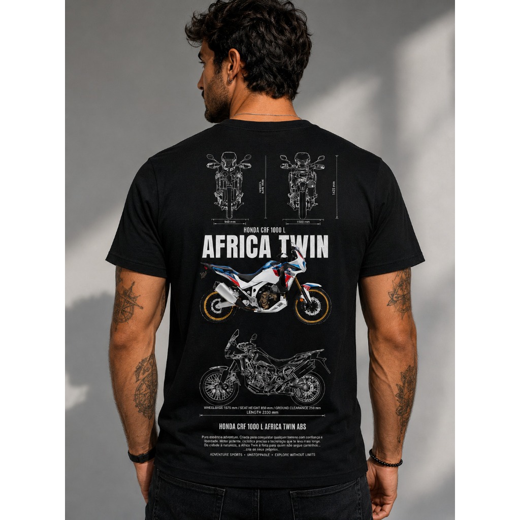 Camiseta 100% Algodão Premium Camisa Moto Honda CRF 1000 L Africa Streetwear Envio Imediato