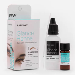 Kit Glance Henna para Sobrancelhas Castanho Claro 3,5 g - Rare Way