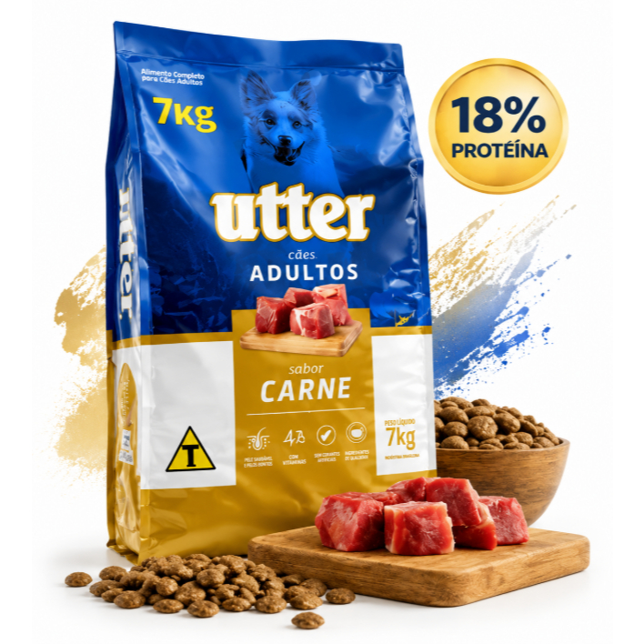 Ração Cahorros Adultos Utter Sabor Carne 7Kg Todas as Raças 18% Proteína