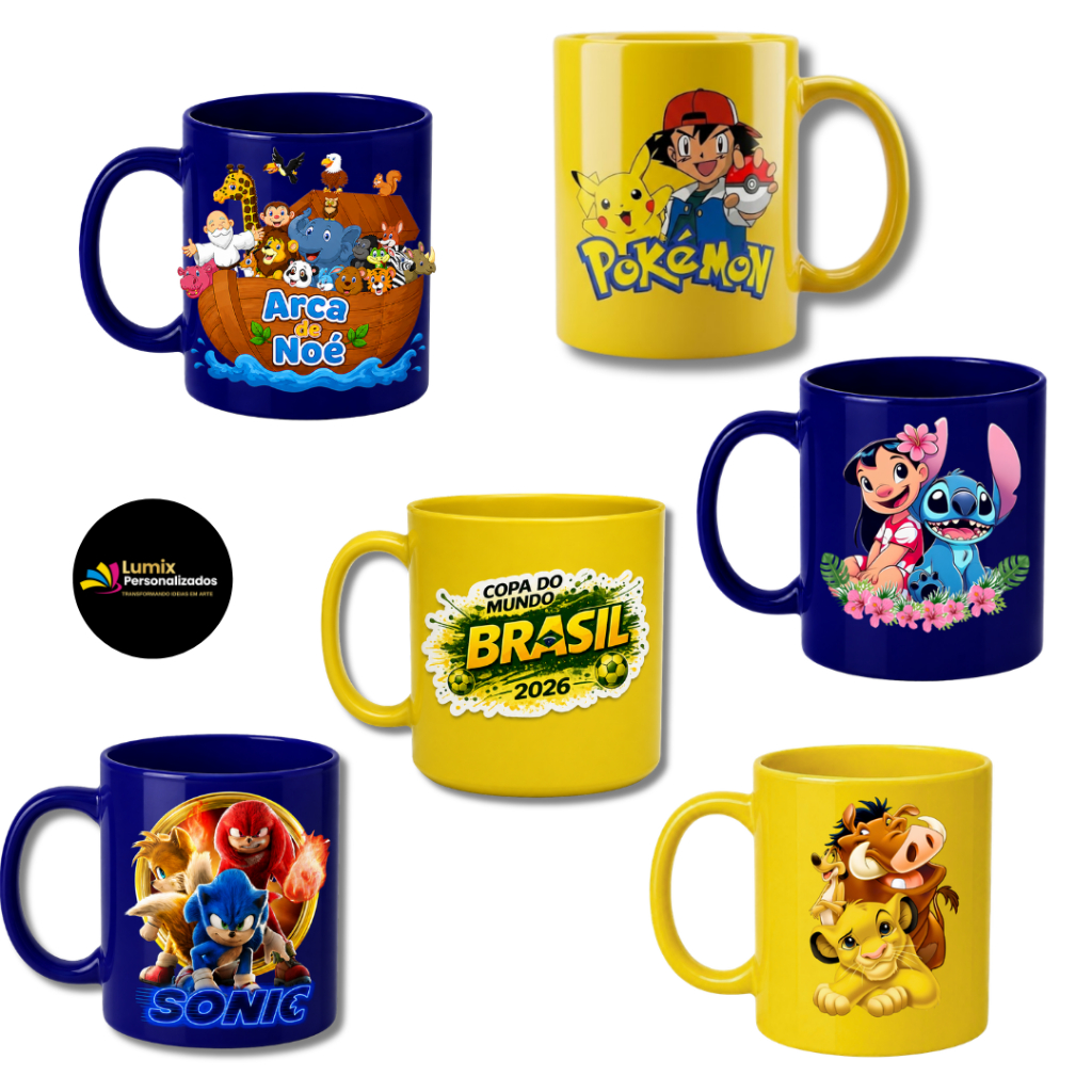 Kit Caneca de Plástico Personalizada  para Festas e Aniversários Infantil - Lembrancinha Personalizada
