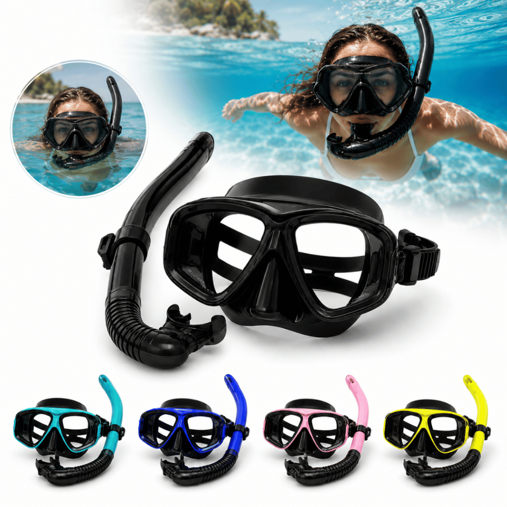 Kit Mergulho Snorkel Tubo Respirador Supernova Dry Silicone E Máscara De Mergulho Profissional