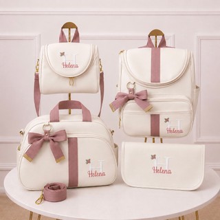 Kit Bolsas Maternidade 4 Peças Luxo, Completo Personalizado térmico e impermeável, Coleção Premium