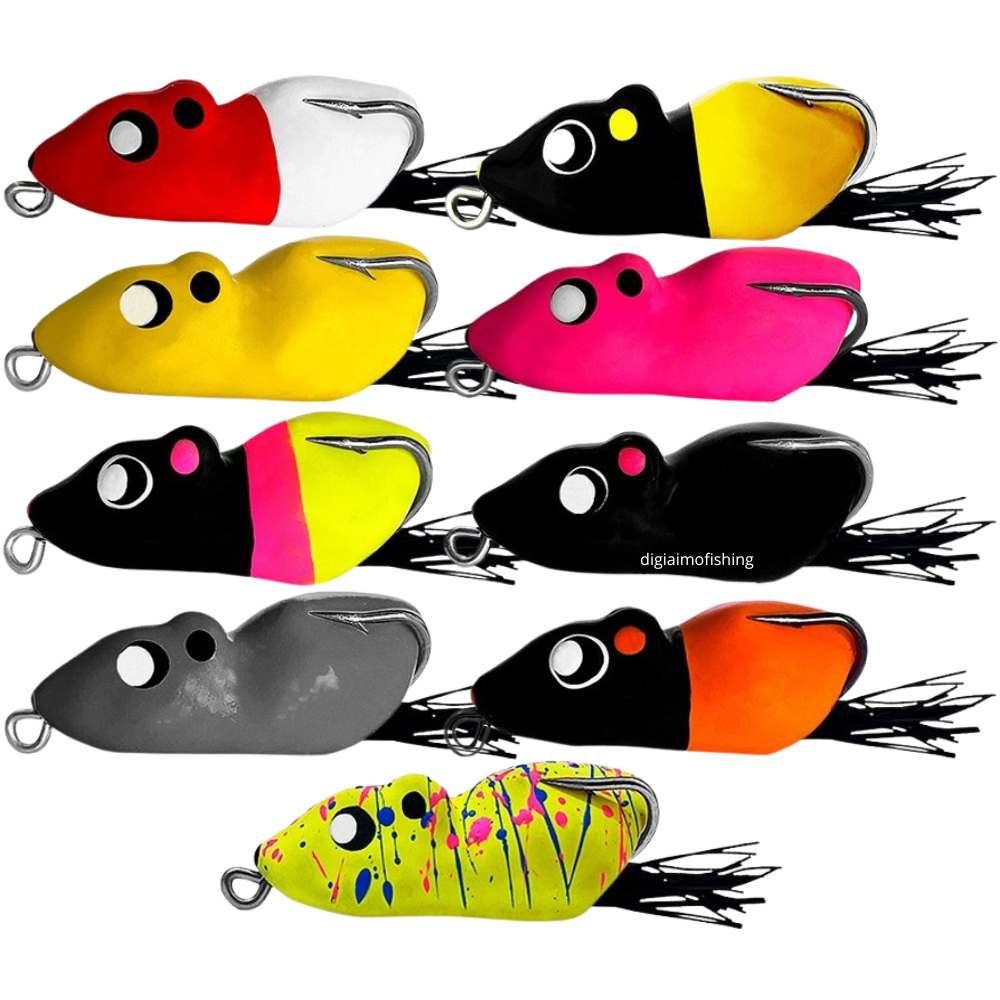 Kit 9 Ratinhu Matadeira 5cm 8,7g Pesca Traíra Ratinho Frog Isca Artificial Sapo Sapinho Mini Rat