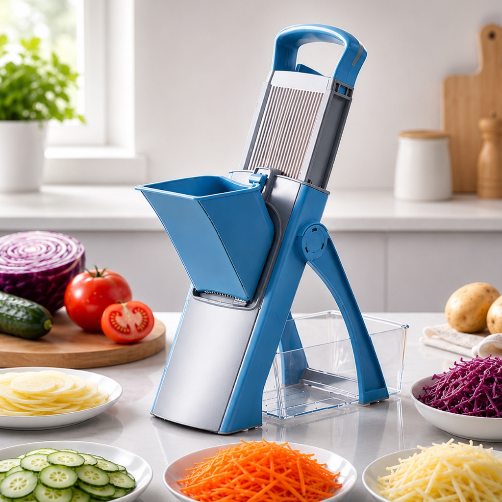 Cortador De Legumes Multifuncional Mandoline Vertical Fatiador Ralador Dobrável Com Proteção Anti Corte