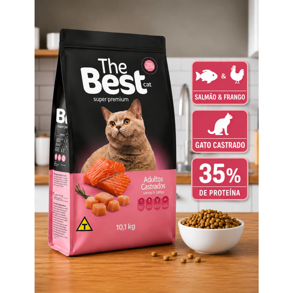 Ração Premium Gatos Adultos Castrados Salmão Frango