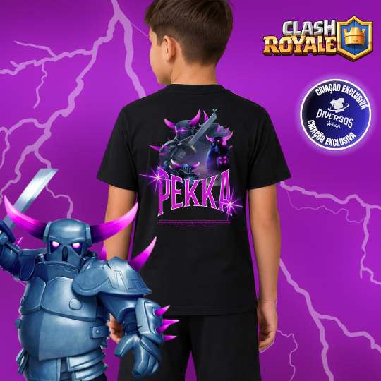 Camiseta Camisa Infantil Básica Unissex Clash Royale P.E.K.K.A 100% Algodão - Envio Rápido