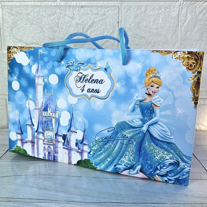 Kit Sacolas Surpresa Cinderela Personalizada | Lembrancinhas Festa Infantil Aniversário | Sacolinhas