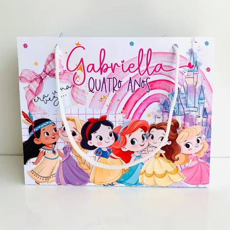 Sacolinha lembrancinha personalizada PRINCESAS BABY AQUARELA - festa infantil PEGUE E MONTE