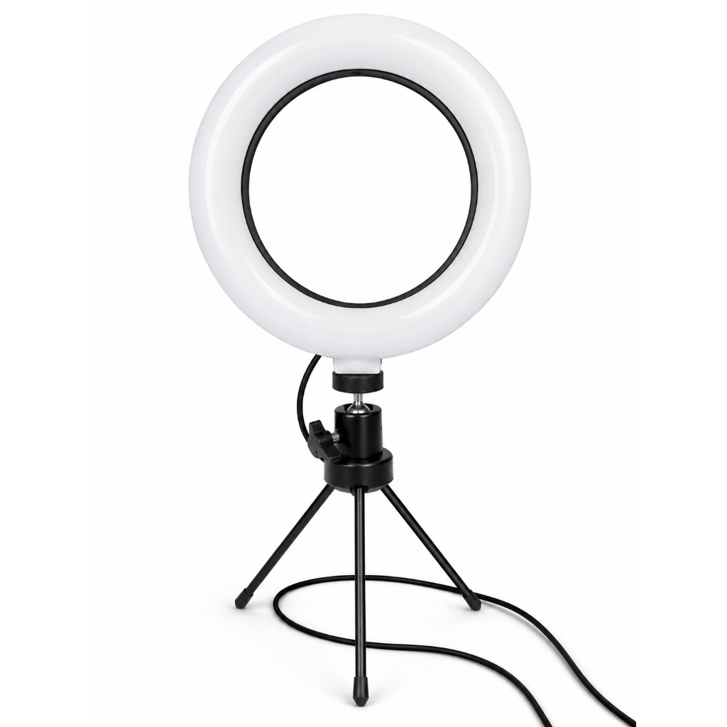 Ring Light Tripe 6 Polegadas 16 CM Profissional Mesa Portátil 3 Cores Ajustáveis Iluminador