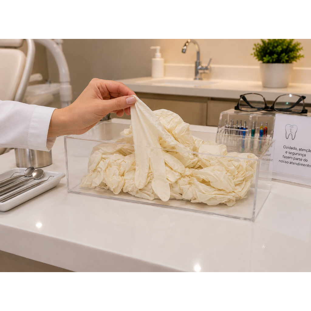 Caixa Luvas Procedimento Lenços Papel Interfolhas Toalha Acrilico Transparente