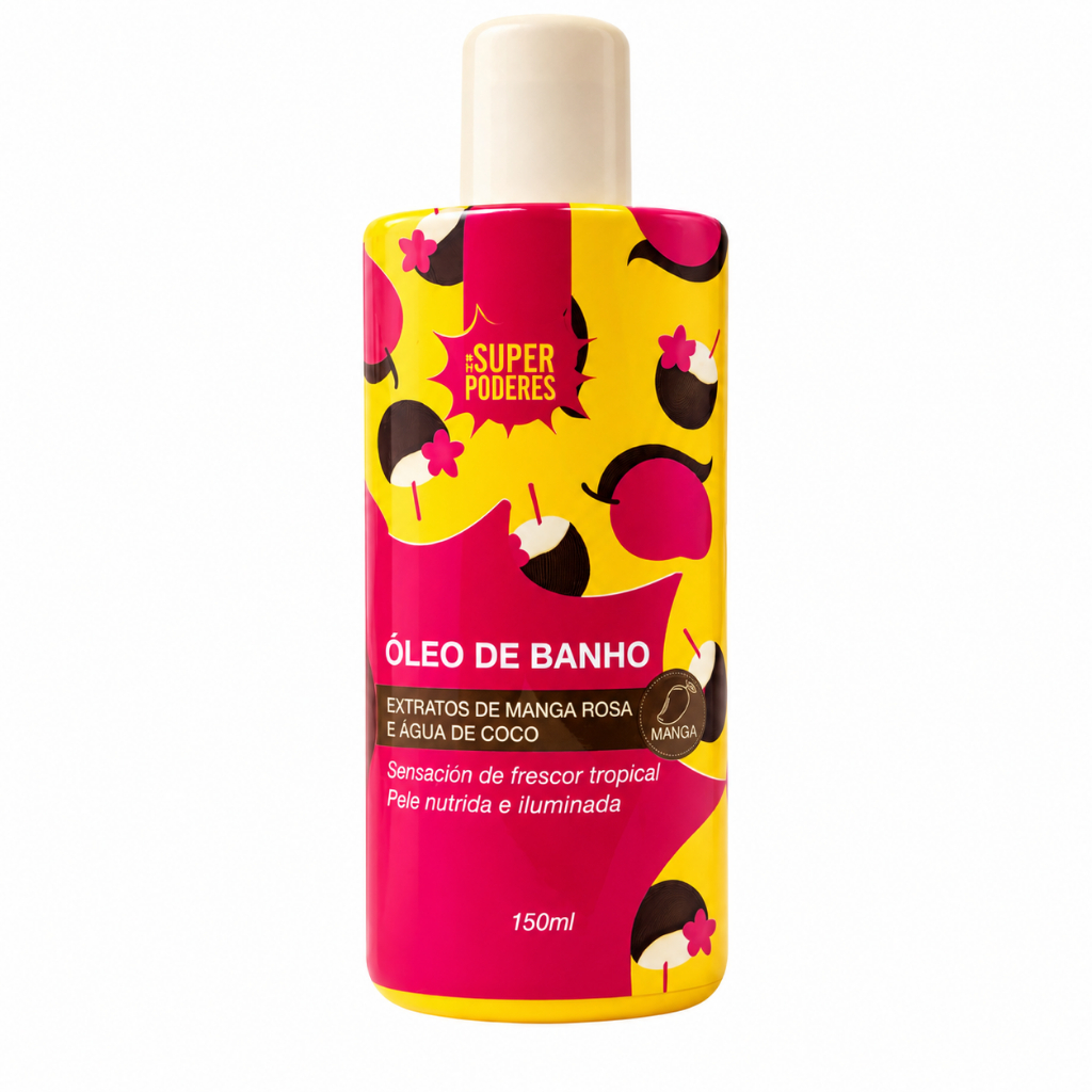 Óleo de Banho Super Poderes Manga Rosa e Água de Coco 150ml - Frescor Tropical e Pele Iluminada